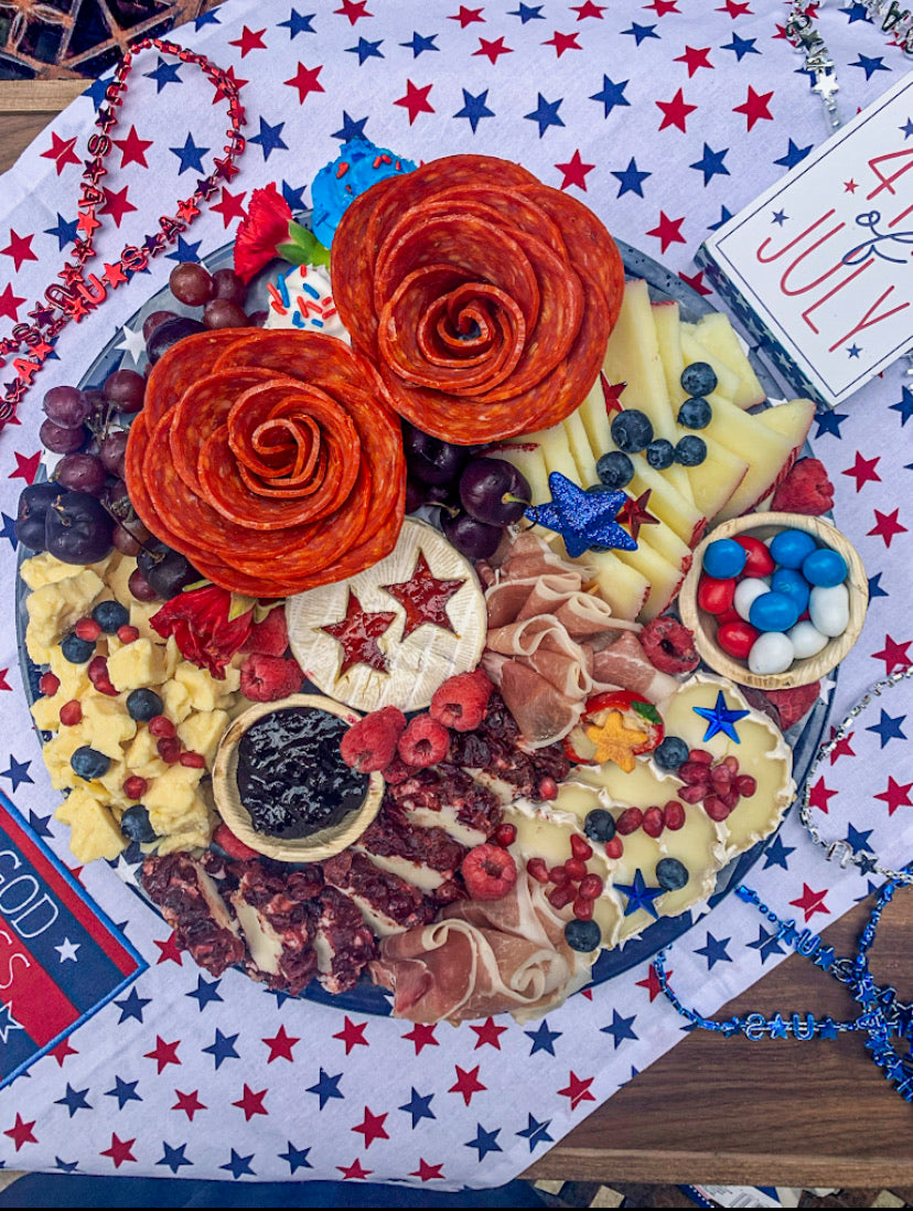 Fourth of July Themed Cheese and Charcuterie Board